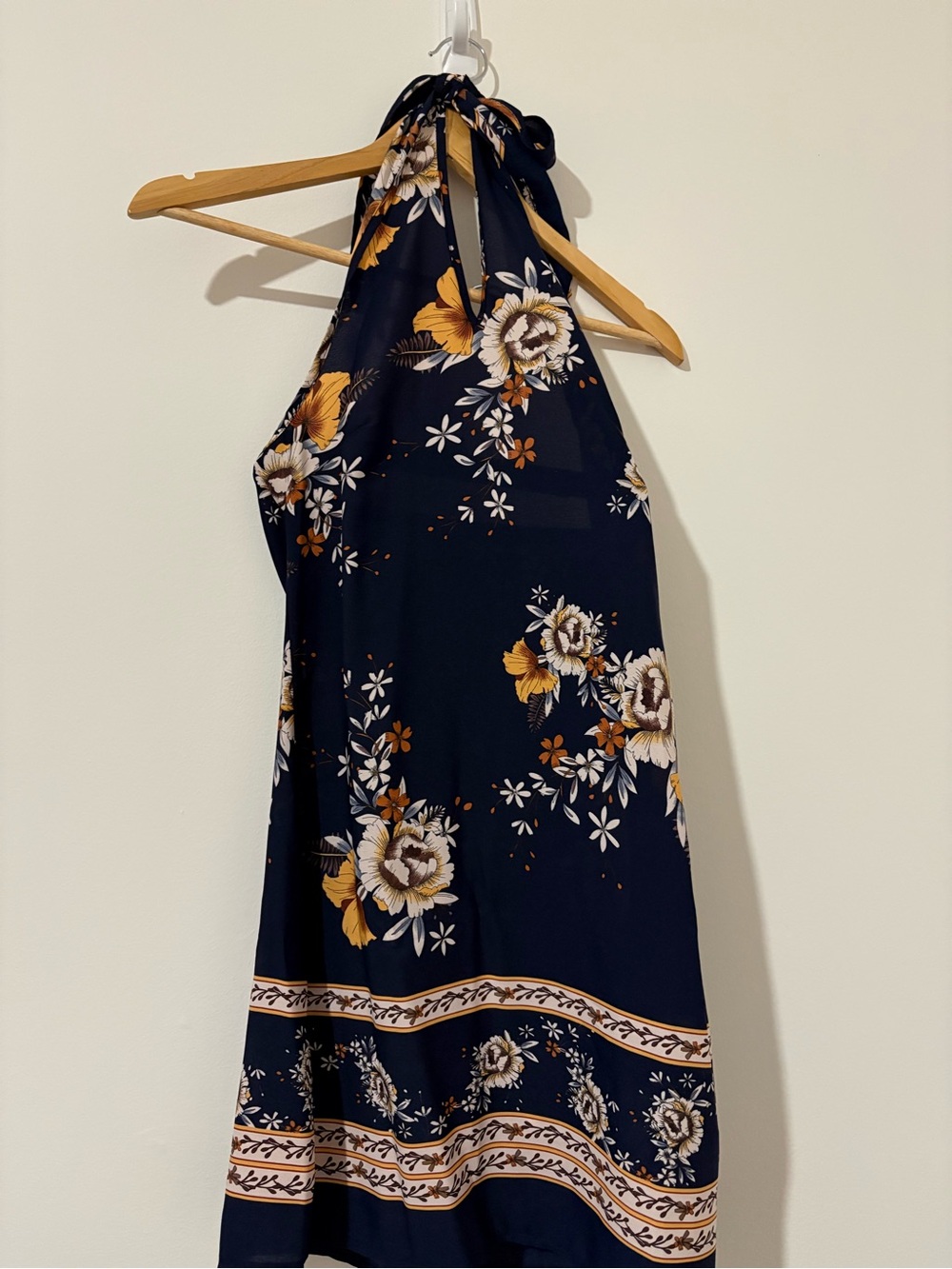 CUPSHE Navy Floral Halter Maxi Dress Boho Vacation Resort